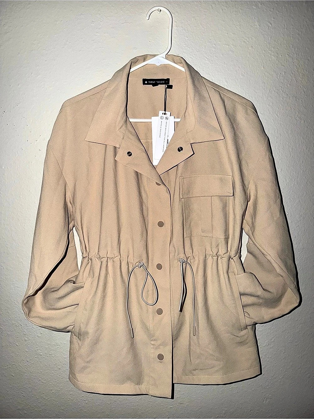 Thrive Société Utility Jacket Beige Size Medium NWT